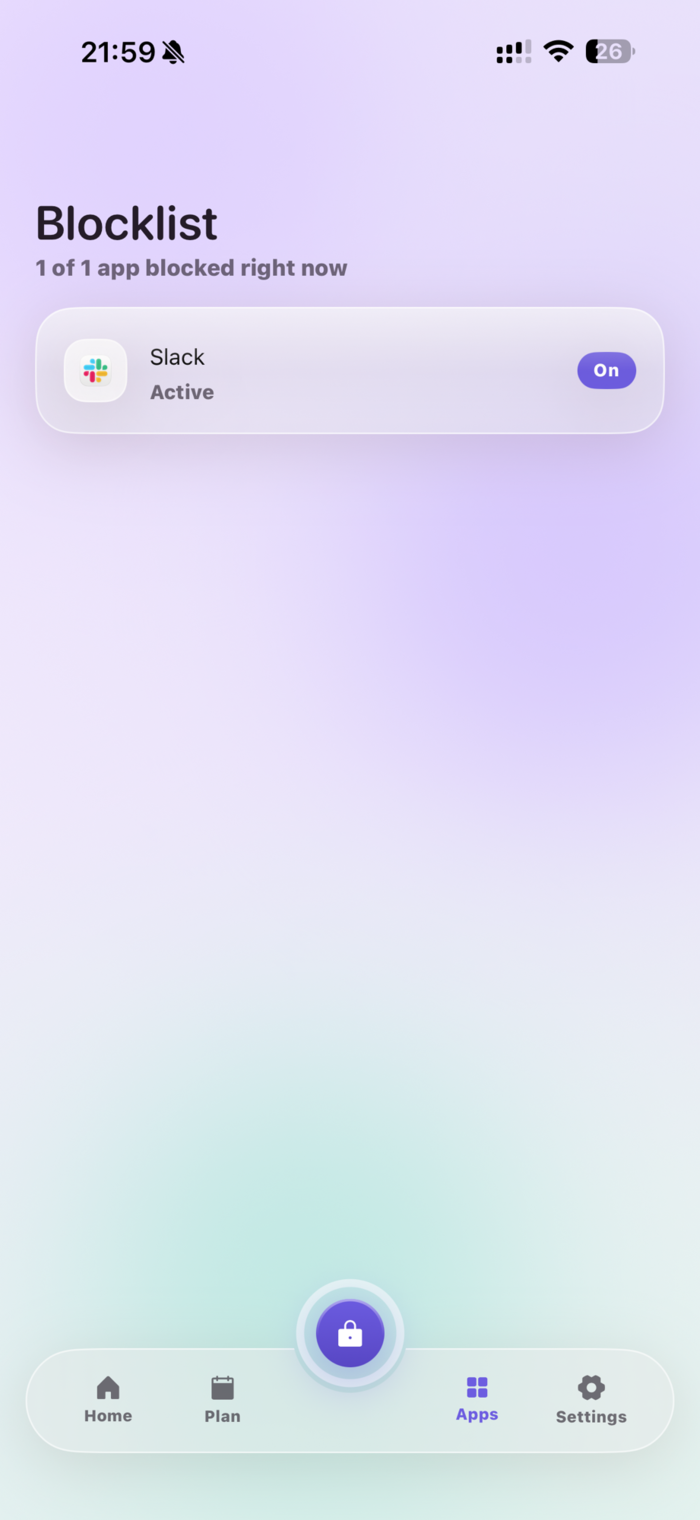 DLM's Blocklist — Slack shielded and active.